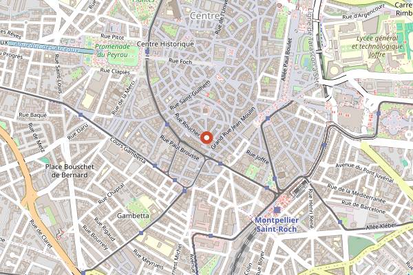 Map showing Le Comptoir Cévenol in Montpellier