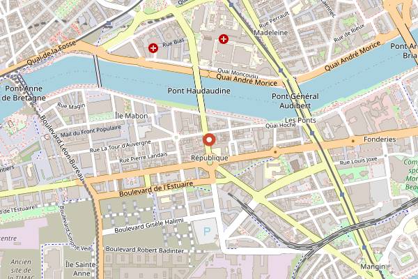 Map showing Bahia Café in Nantes