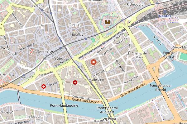 Map showing Madeleine Café in Nantes