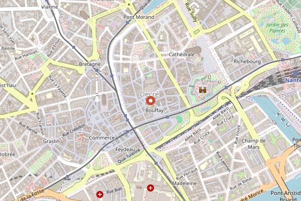 Map showing Crêperie Sainte-Croix in Nantes