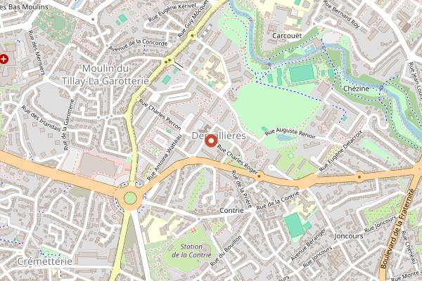 Map showing Marché des Dervallières in Nantes