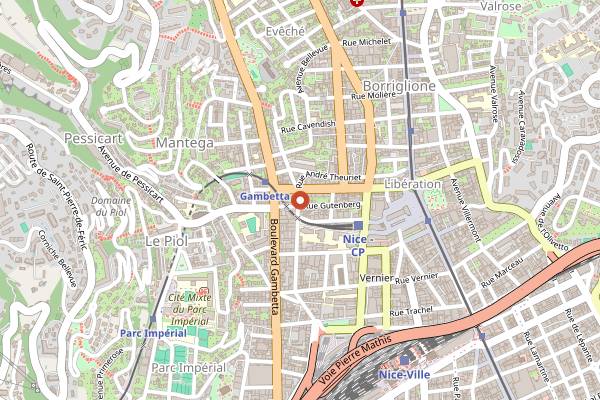 Map showing Mary's Sweeties in Nice