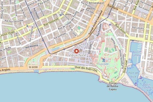 Map showing Le Bar des Oiseaux in Nice