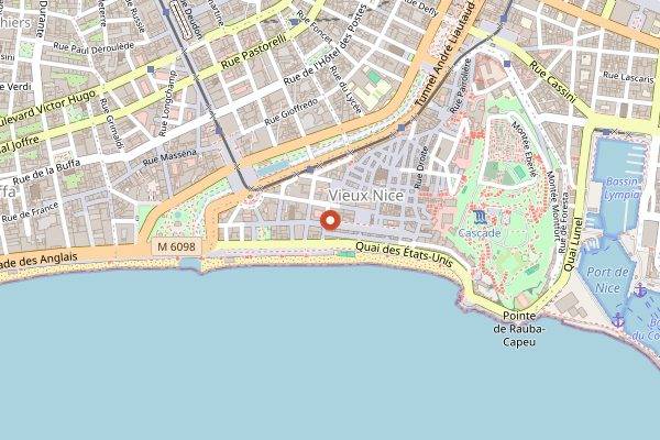 Map showing Grand Cafe des Fleurs in Nice