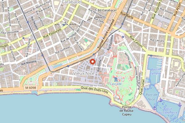 Map showing La Claque Cafe in Nice