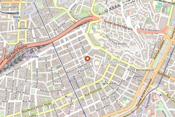 Map showing Mama Baker in Nice