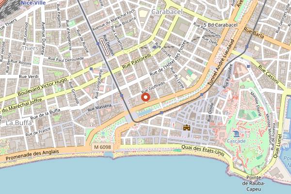 Map showing Les Deux Canailles in Nice
