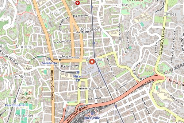Map showing Brasserie Le Gambetta in Nice