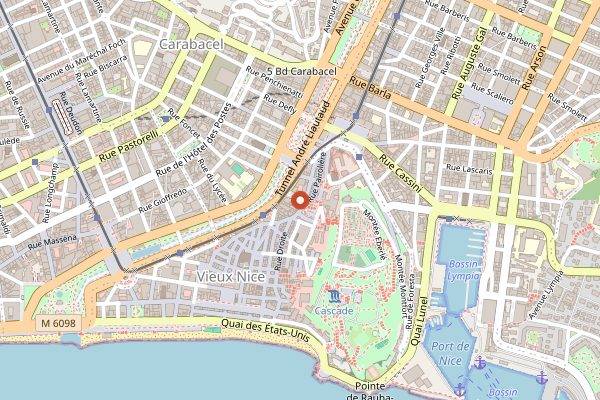 Map showing Marche aux Poissons in Nice