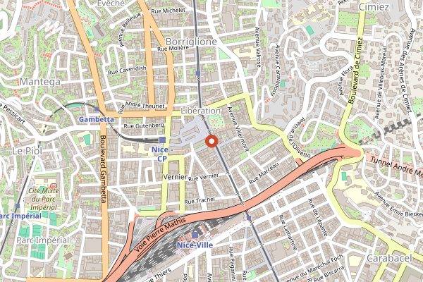 Map showing Marche de la Liberation in Nice