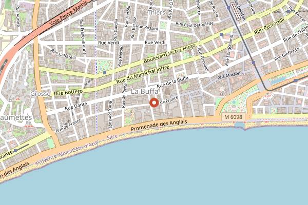 Map showing Bay Side Wine Bar in Nice
