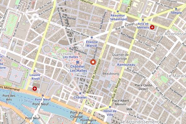 Map showing Hall's Beer Tavern in Paris
