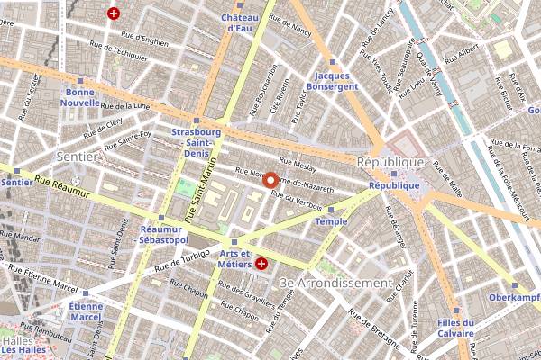 Map showing Kilomètre Zéro in Paris