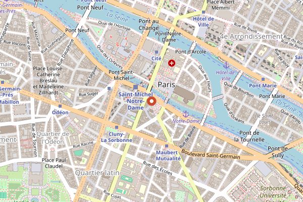 Map showing Shakespeare and Company Café in Paris