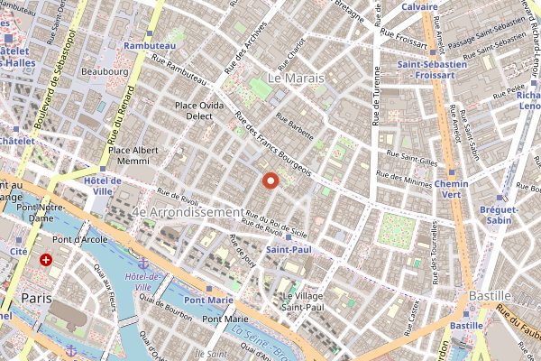 Map showing King Falafel Palace in Paris