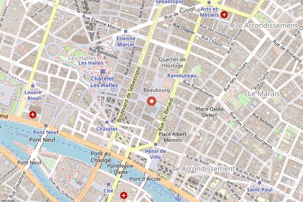 Map showing Café Beaubourg in Paris