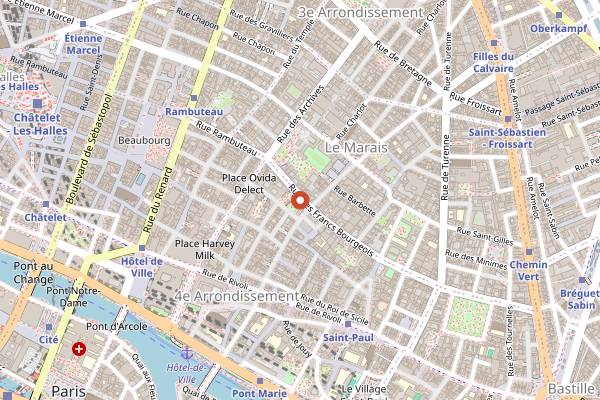 Map showing Café Nuances Marais in Paris