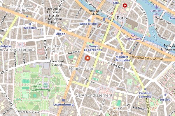 Map showing The Coffee Sorbonne in Paris