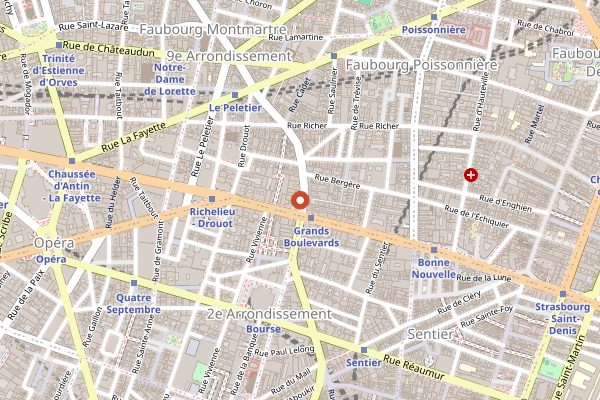 Map showing Bouillon Chartier in Paris