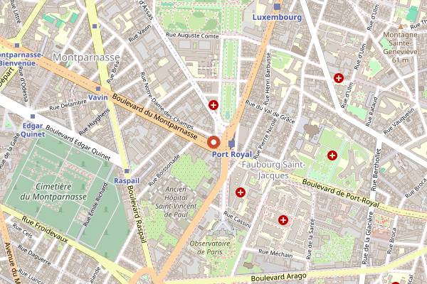 Map showing La Closerie des Lilas in Paris