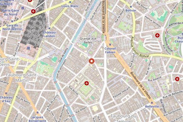 Map showing La Fontaine de Belleville in Paris
