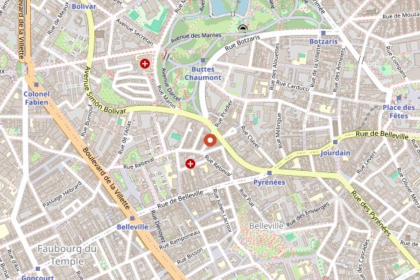 Map showing Belleville Brûlerie in Paris
