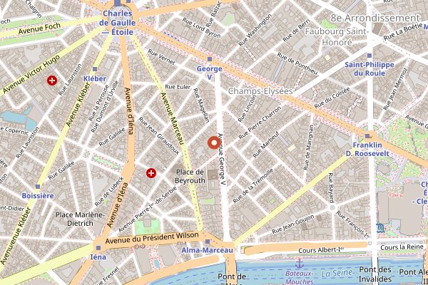 Map showing Le Cinq in Paris