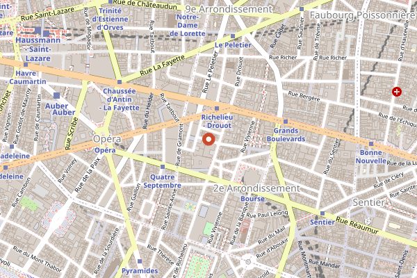 Map showing Aux Lyonnais in Paris