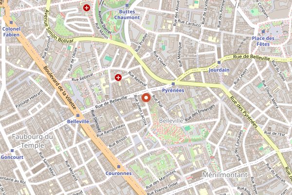 Map showing Le Baratin in Paris