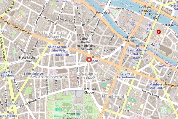Map showing L'Avant-Comptoir in Paris