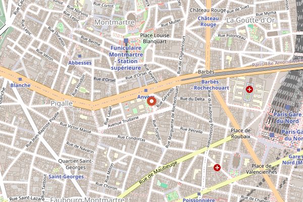 Map showing Marché d'Anvers in Paris