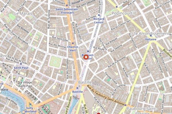 Map showing Marché Bastille in Paris