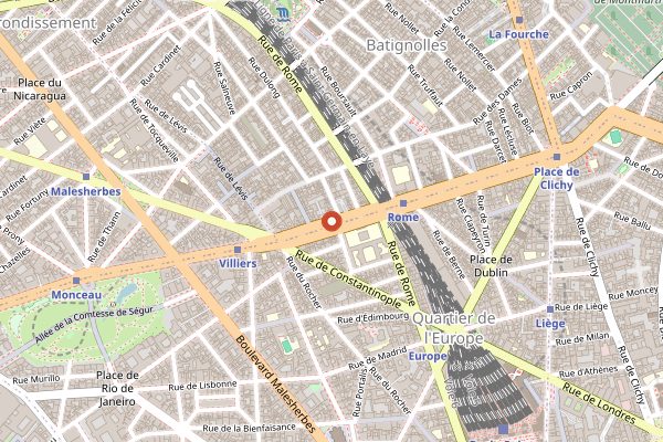 Map showing Marché Biologique des Batignolles in Paris