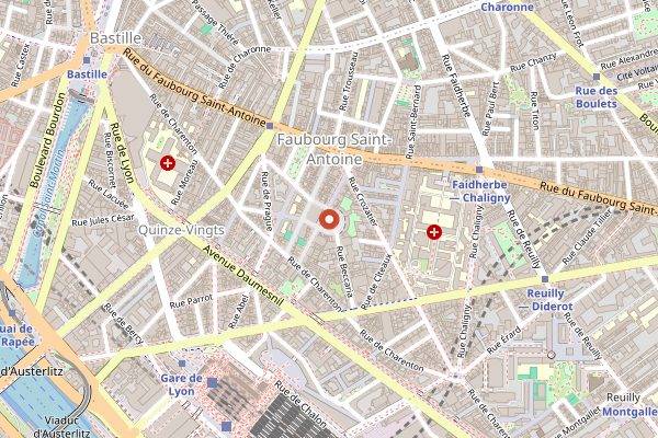 Map showing Marché d'Aligre in Paris