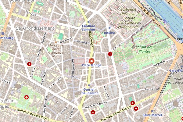 Map showing Marché Monge in Paris