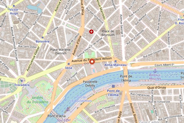 Map showing Marché Président Wilson in Paris