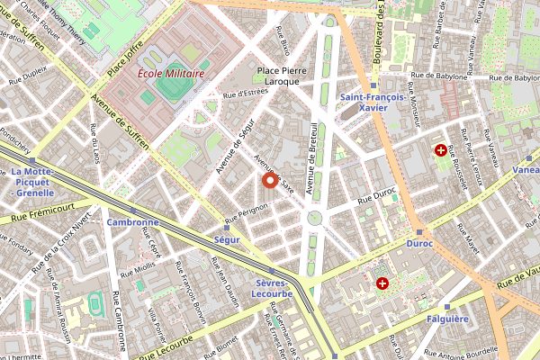 Map showing Marché Saxe-Breteuil in Paris