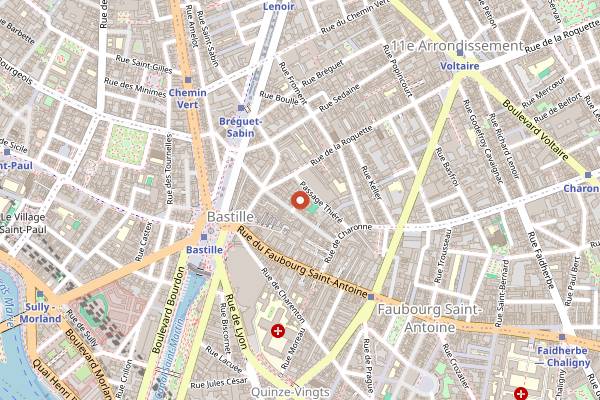 Map showing Café de la Danse in Paris