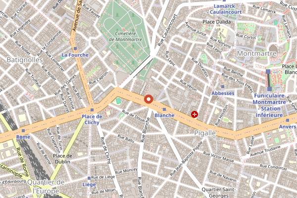 Map showing La Machine du Moulin Rouge in Paris