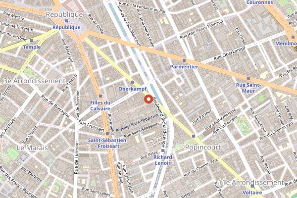 Map showing Le Bataclan in Paris