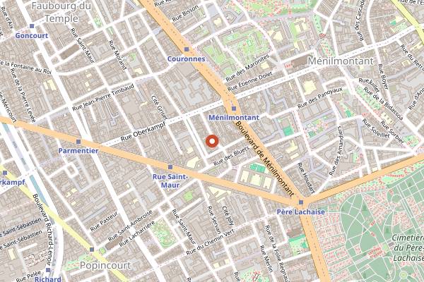 Map showing Le Perchoir Ménilmontant in Paris