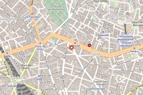 Map showing L'Intrépide in Paris