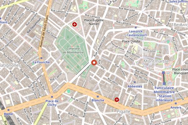 Map showing The Ranch at Terrass Hotel in Paris