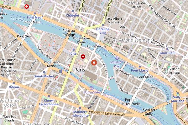 Map showing Au Vieux Paris d'Arcole in Paris