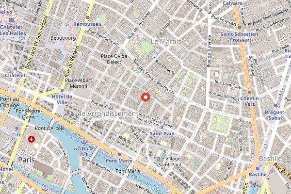 Map showing Miznon in Paris