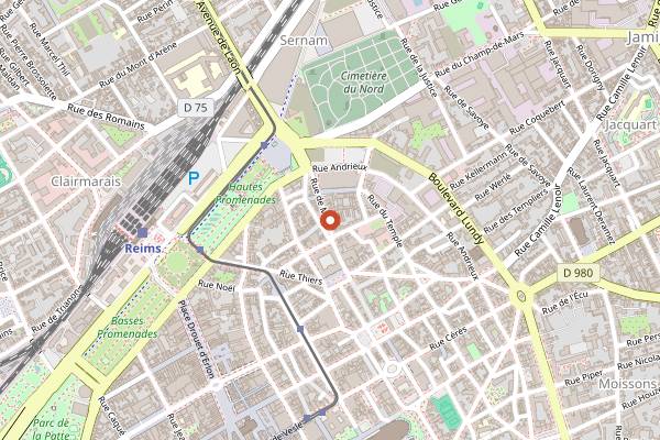 Map showing Boulangerie Les Halles in Reims