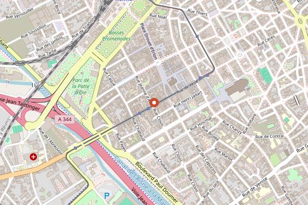 Map showing Boulangerie Pauline in Reims