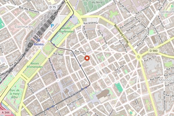 Map showing Cuivré in Reims