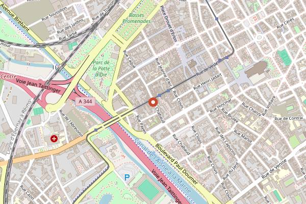 Map showing Chausson in Reims