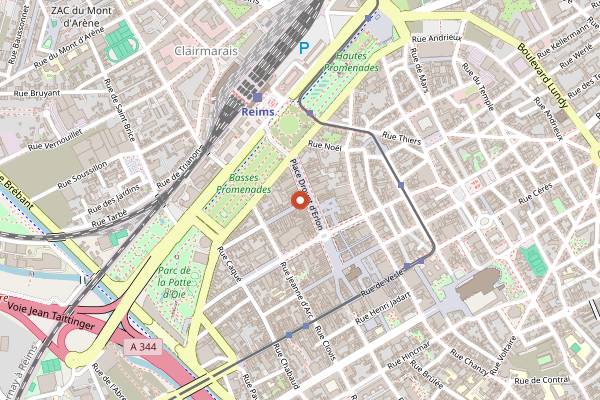 Map showing Le Paradis du Fruit in Reims